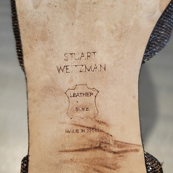 Stuart Weitzman Gillian Lace up Dorsay Point Toe Metallic Flat Pyrite 9.5 - Picture 9 of 11